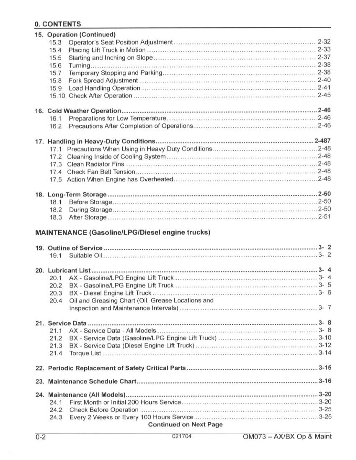 KOMATSU FG20 FG25 FG30  More Forklift Operation  Maintenance Manual - BOUND