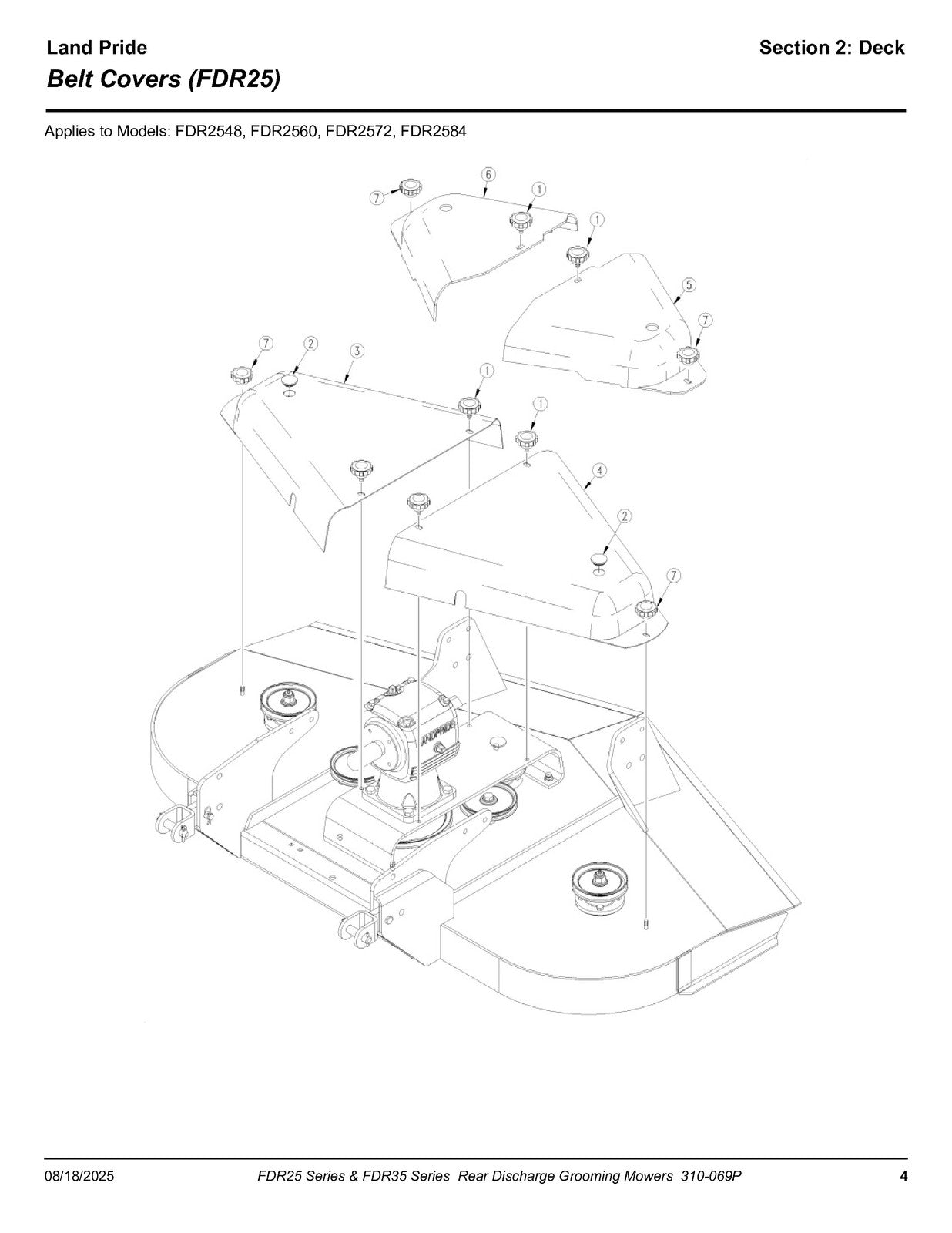 LAND PRIDE FDR25 FDR35 Series Grooming Mowers Parts Manual 2025 - WIRE BOUND
