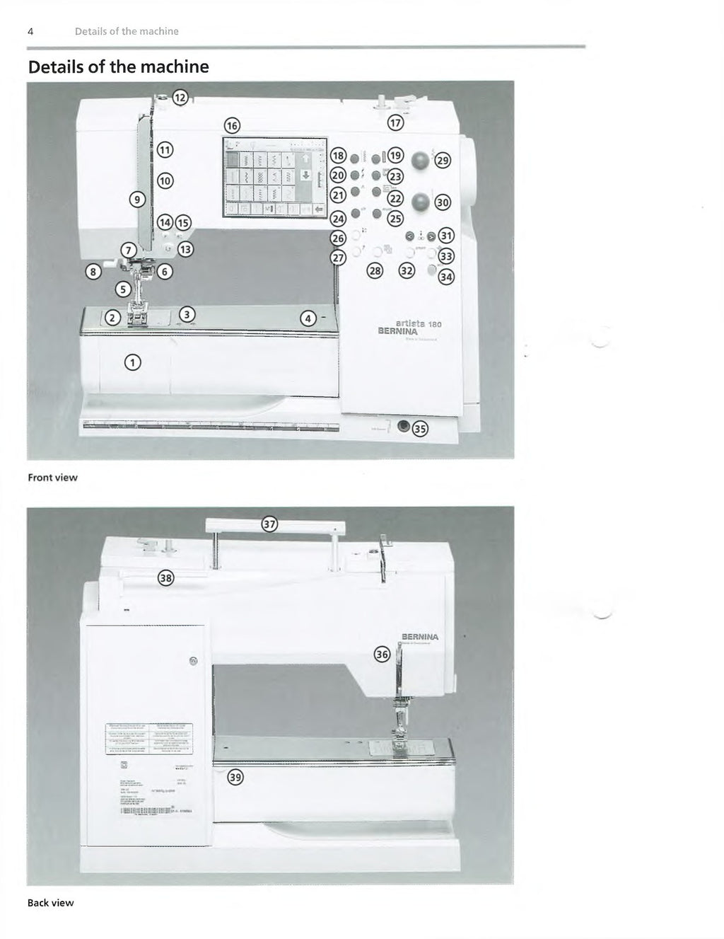 BERNINA Artista 180 Sewing Machine Instruction Manual - WIRE BOUND - COVERS