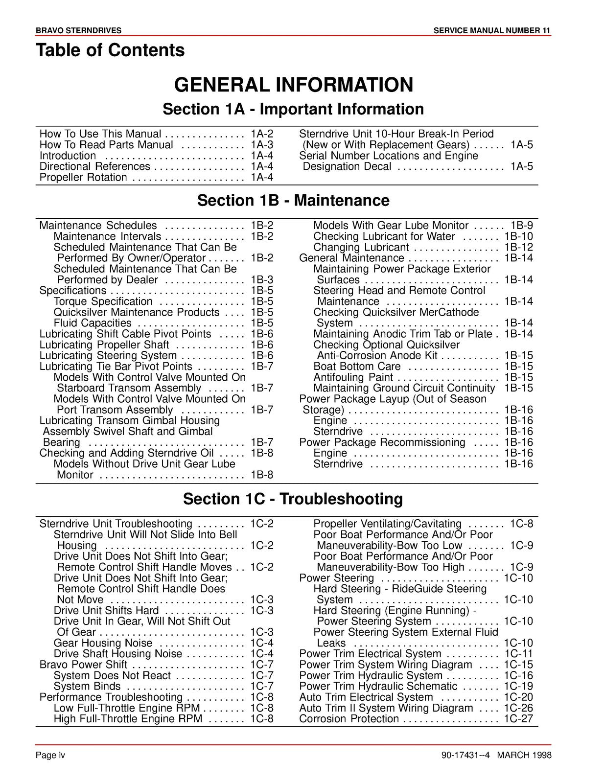 MERCURY MERCRUISER Bravo One Two Three Sterndrives Service Manual 1998 - BOUND