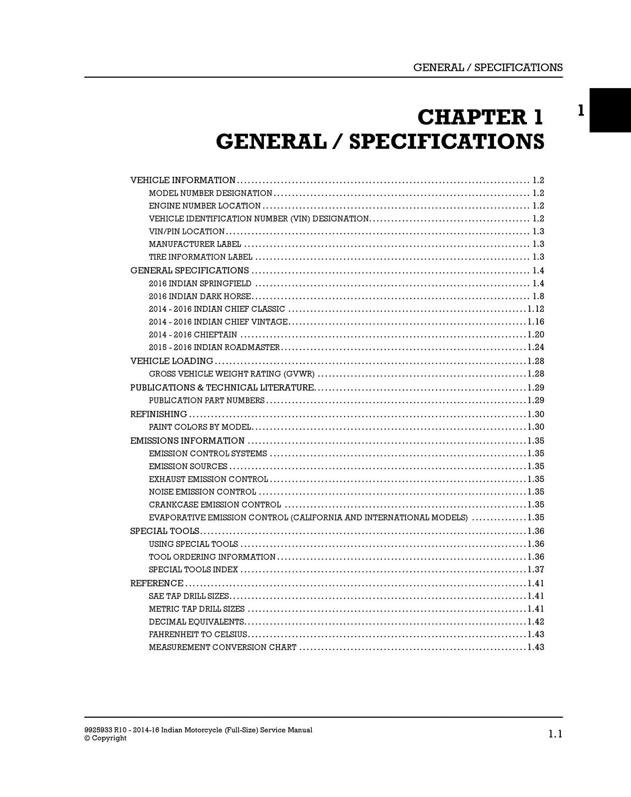 INDIAN Full Size Motorcycle Service Manual 2014-2016 - WIRE BOUND - TOUGH COVERS