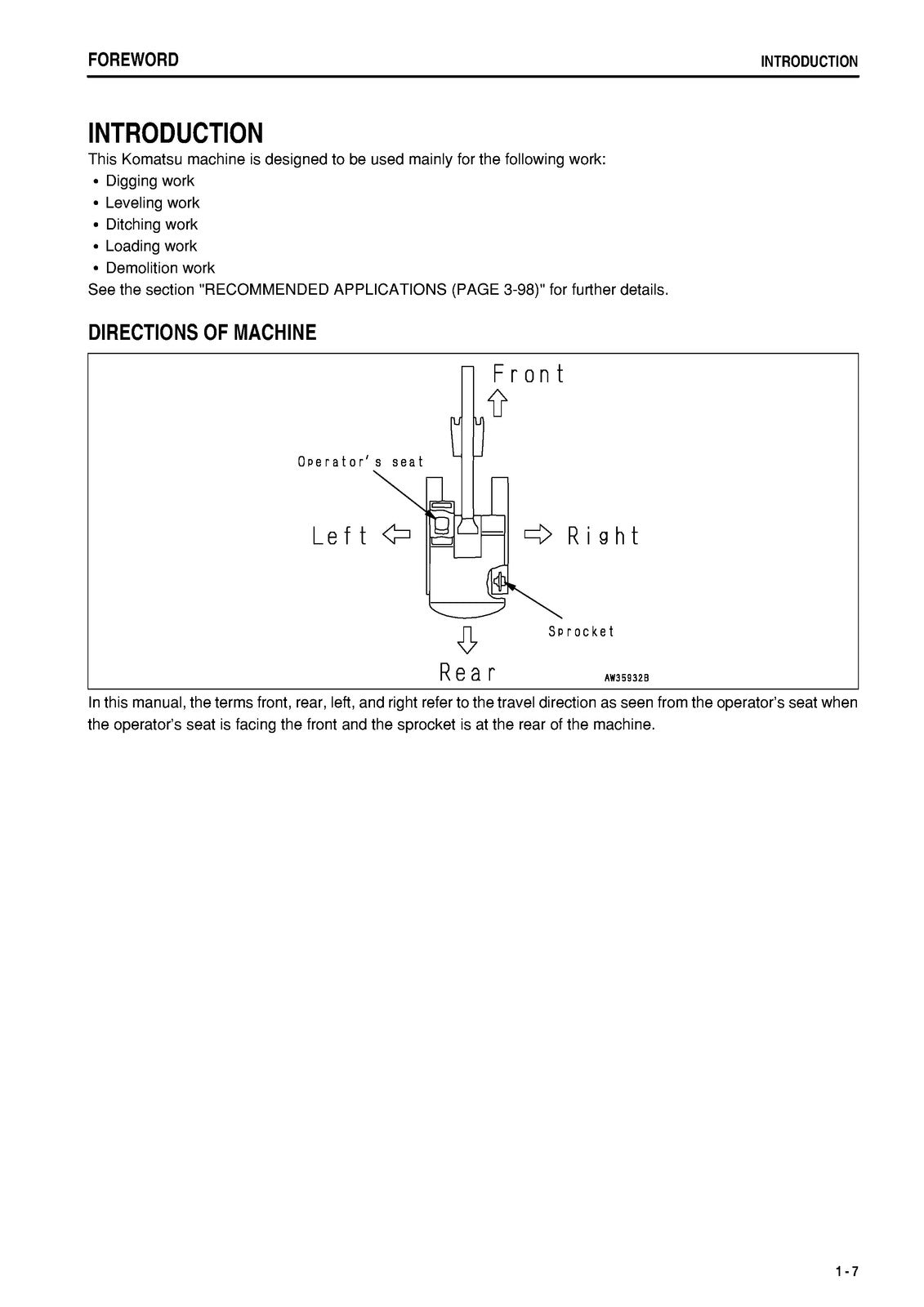 KOMATSU PC78MR-6 Operation and Maintenance Manual - WIRE BOUND TOUGH COVERS