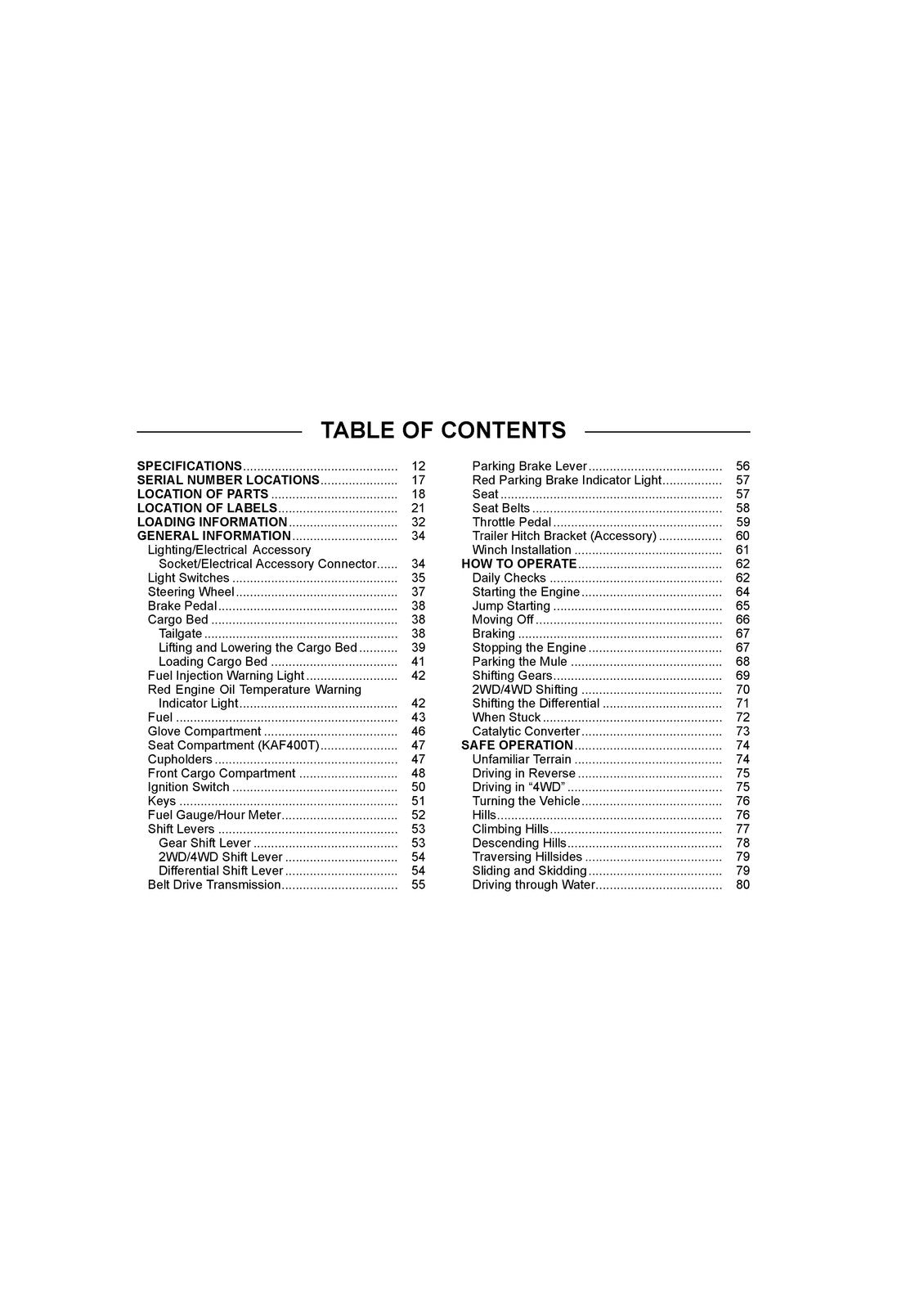 KAWASAKI Mule SX 4x4 FI Utility Vehicle Owners Manual 2019 - WIRE BOUND - COVERS