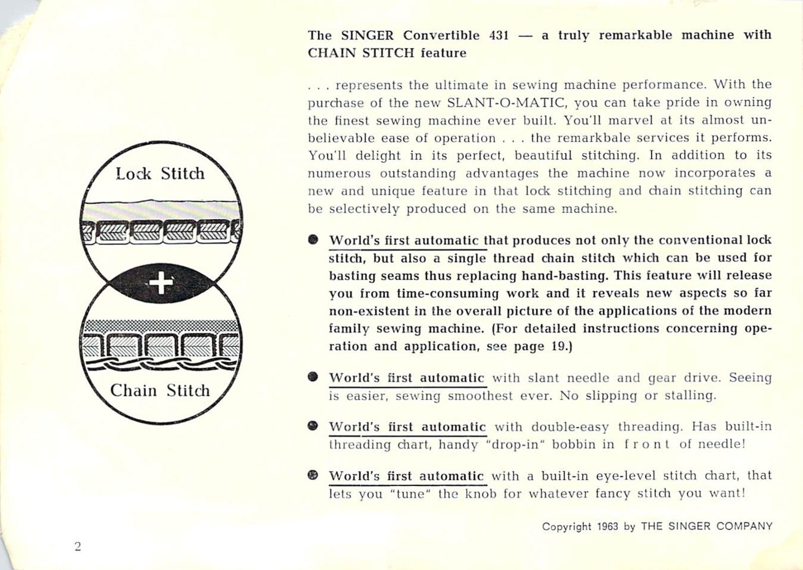 SINGER 431 Convertible Slant-O-Matic Instruction Manual - WIRE BOUND - COVERS