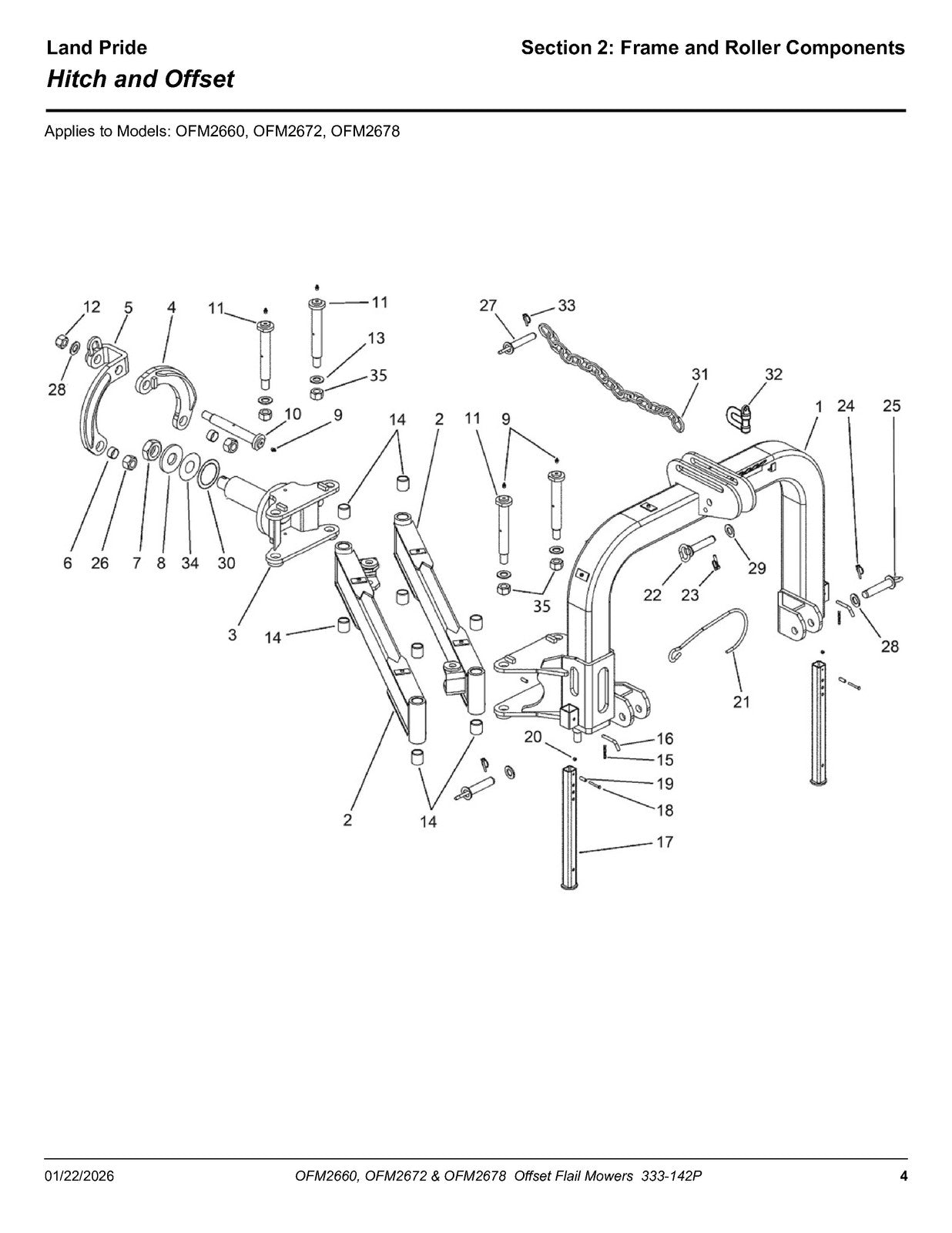 LAND PRIDE OFM26 Series Offset Flail Mowers Parts Manual 2026 - WIRE BOUND