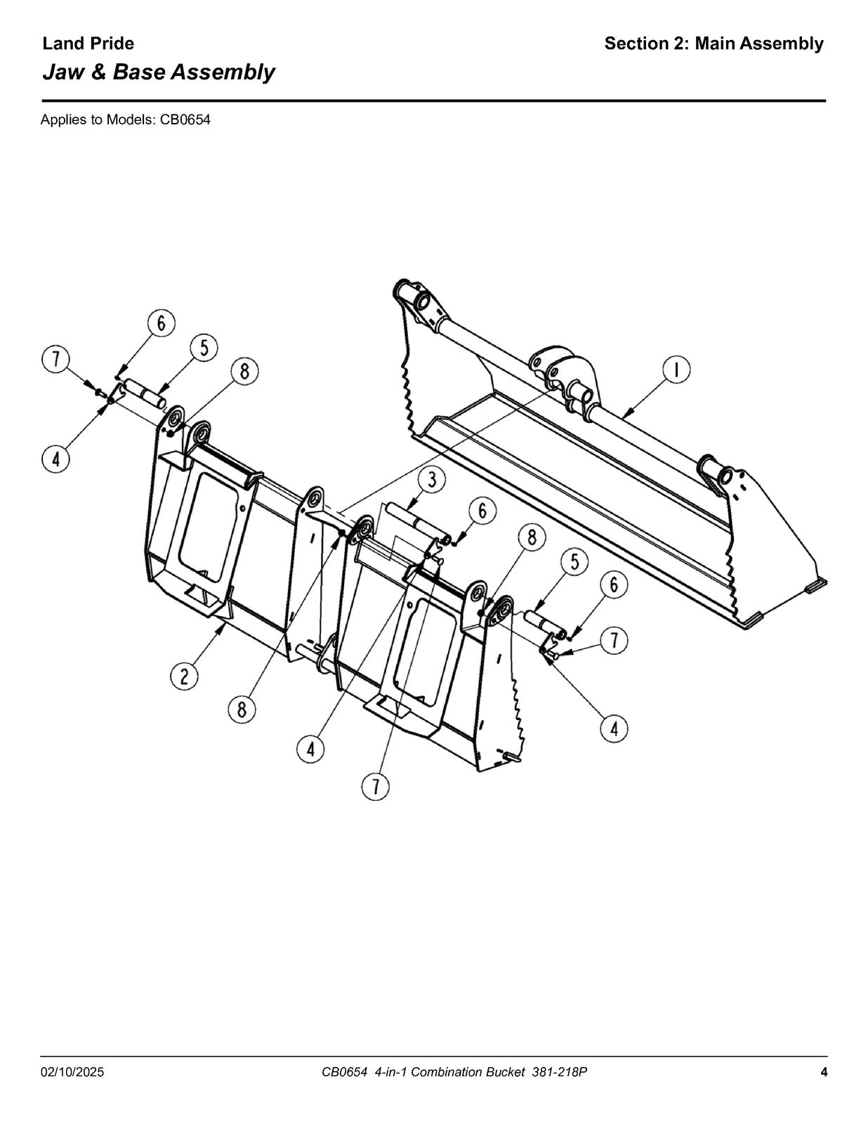 LAND PRIDE CB0654 Combo Buckets Parts Manual 2025 - WIRE BOUND - TOUGH COVERS