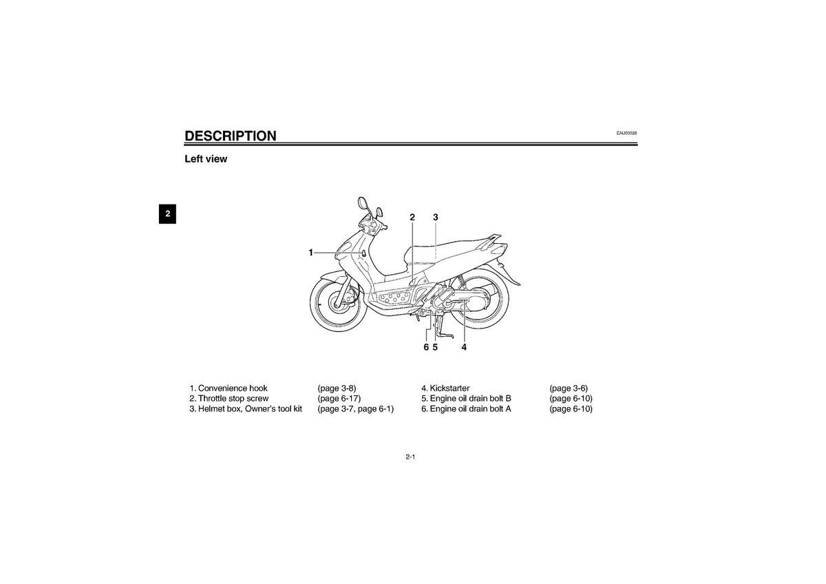 YAMAHA AT115 Owners Manual 2001 - STEEL WIRE BOUND - PROTECTIVE COVERS