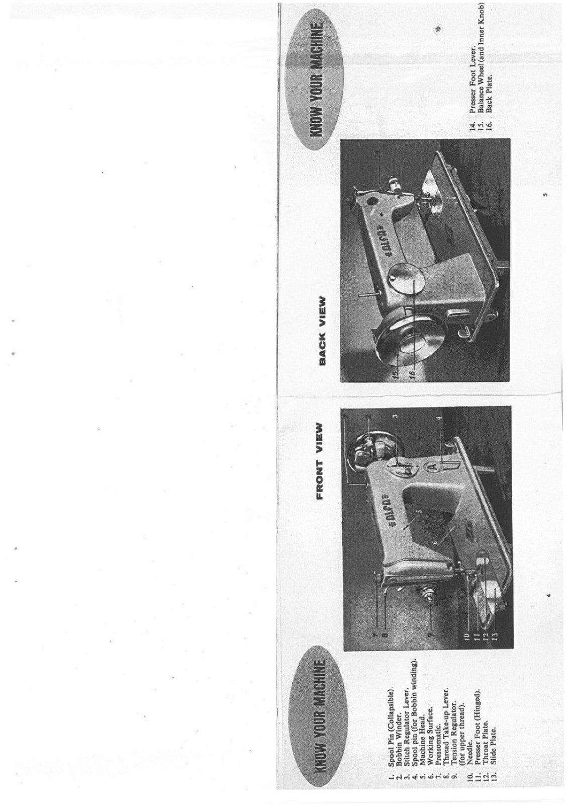 ALFA 50 Sewing Machine Instruction Book Manual - STEEL WIRE BOUND - TOUGH COVERS