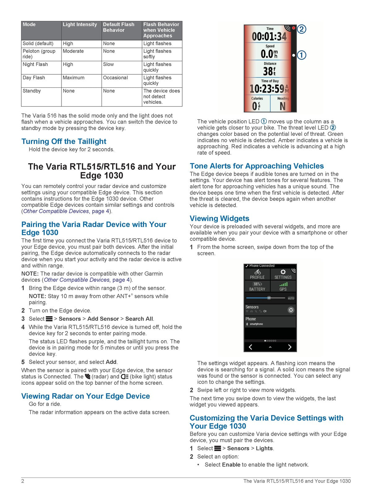 GARMIN Varia RTL515 RTL516 Rearview Radar Owners Manual 2020 - WIRE BOUND