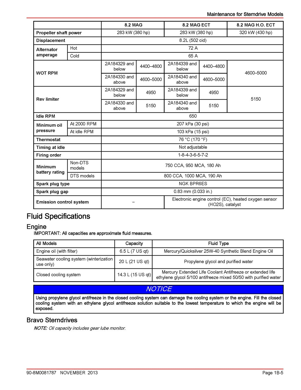 MERCURY MERCRUISER Sterndrive Models Maintenance Manual Section 1B - WIRE BOUND