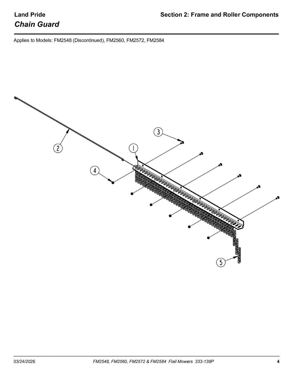 LAND PRIDE FM25 Series Flail Mowers Parts Manual 2026 - WIRE BOUND - COVERS