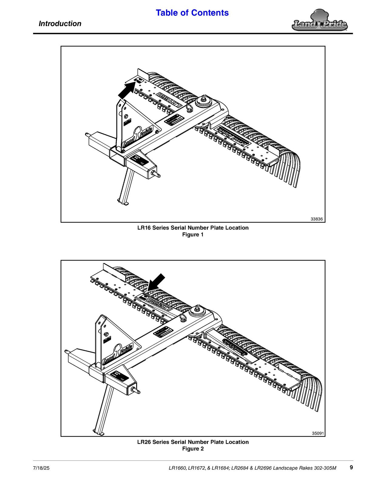 LAND PRIDE LR16 Series Landscape Rakes Operators Manual - WIRE BOUND - COVERS