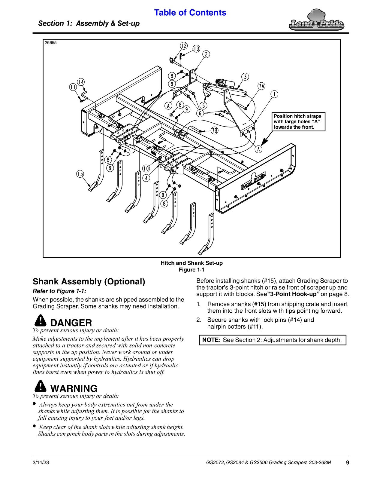 LAND PRIDE GS25 Series Grading Scrapers Operators Manual - WIRE BOUND - COVERS