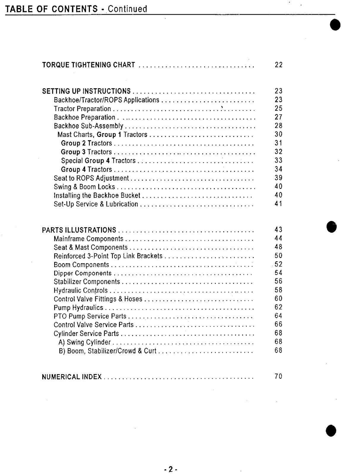 KUBOTA B4672A BL4690A Backhoe Operators  Parts Manual 2002 - WIRE BOUND