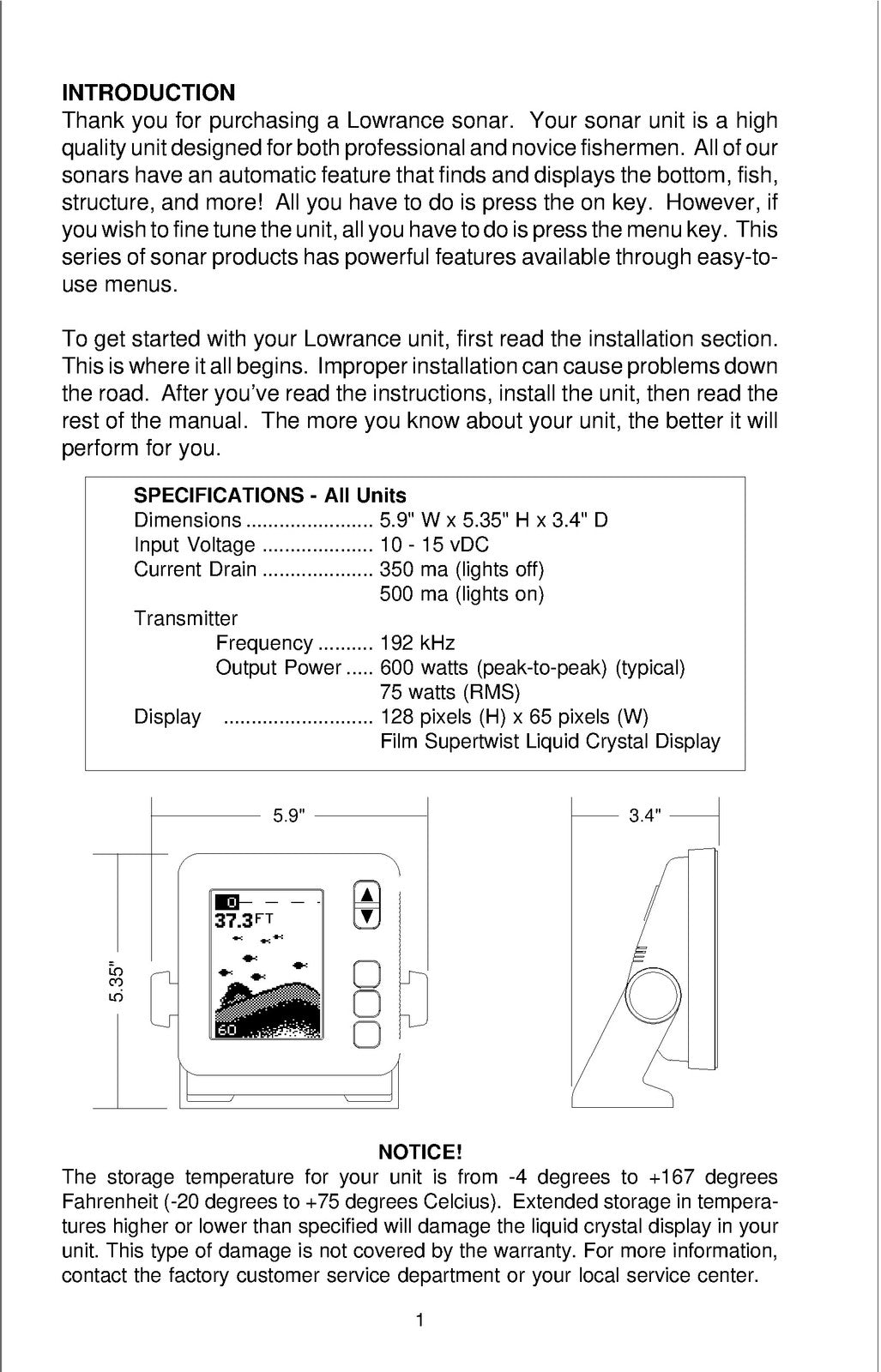 LOWRANCE X-29 X-39 X-49 Installation And Operation Instructions Manual - BOUND