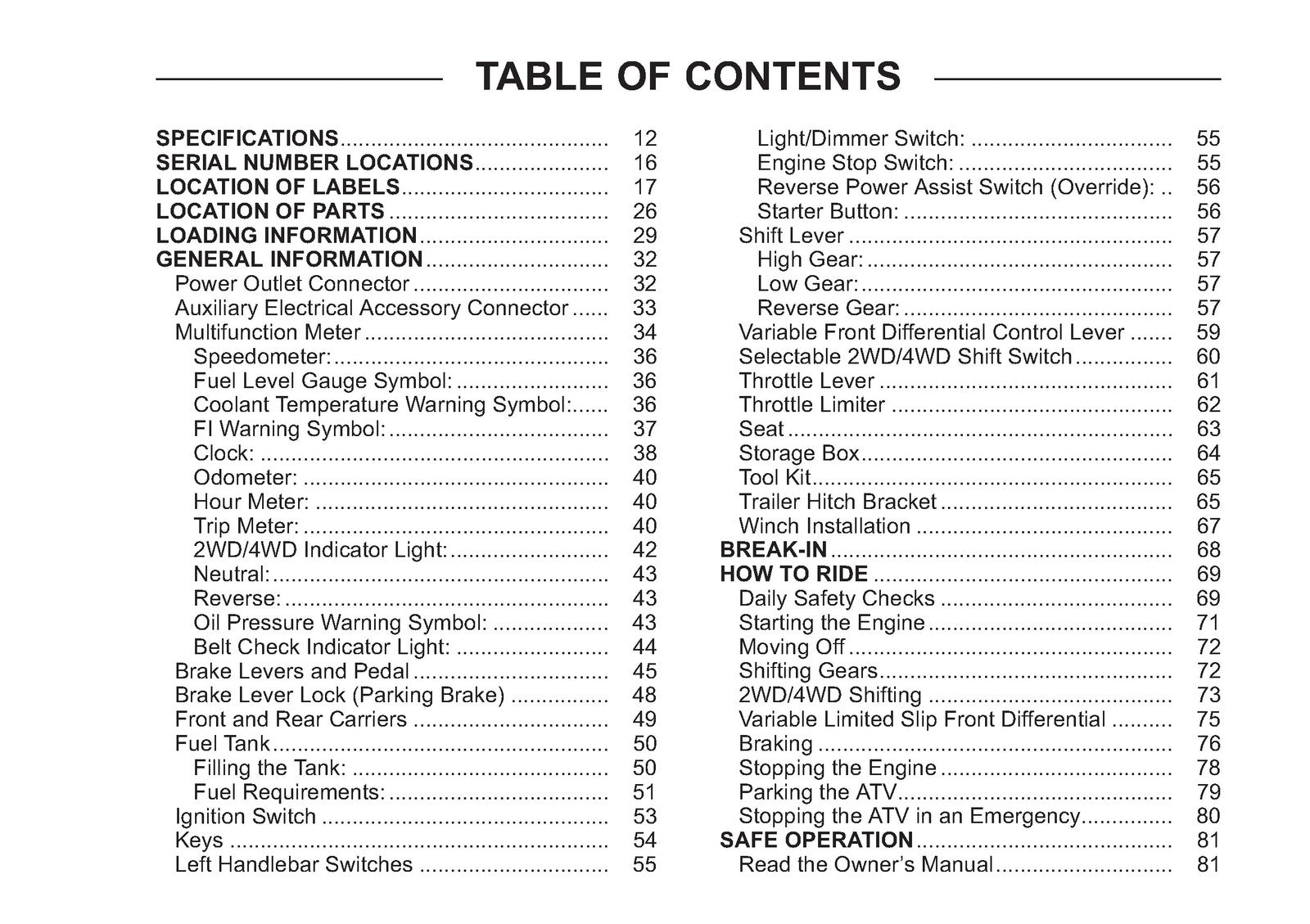 KAWASAKI Brute Force 750 4x4i Owners Manual 2011 - WIRE BOUND - TOUGH COVERS