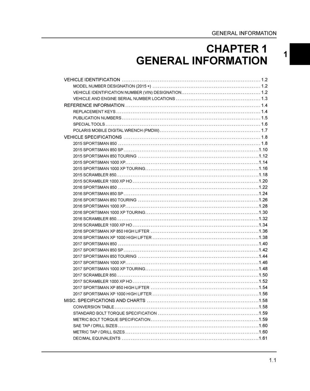 POLARIS Sportsman Scrambler 850 1000 Service Manual 2015 - 2017, FOLDOUTS