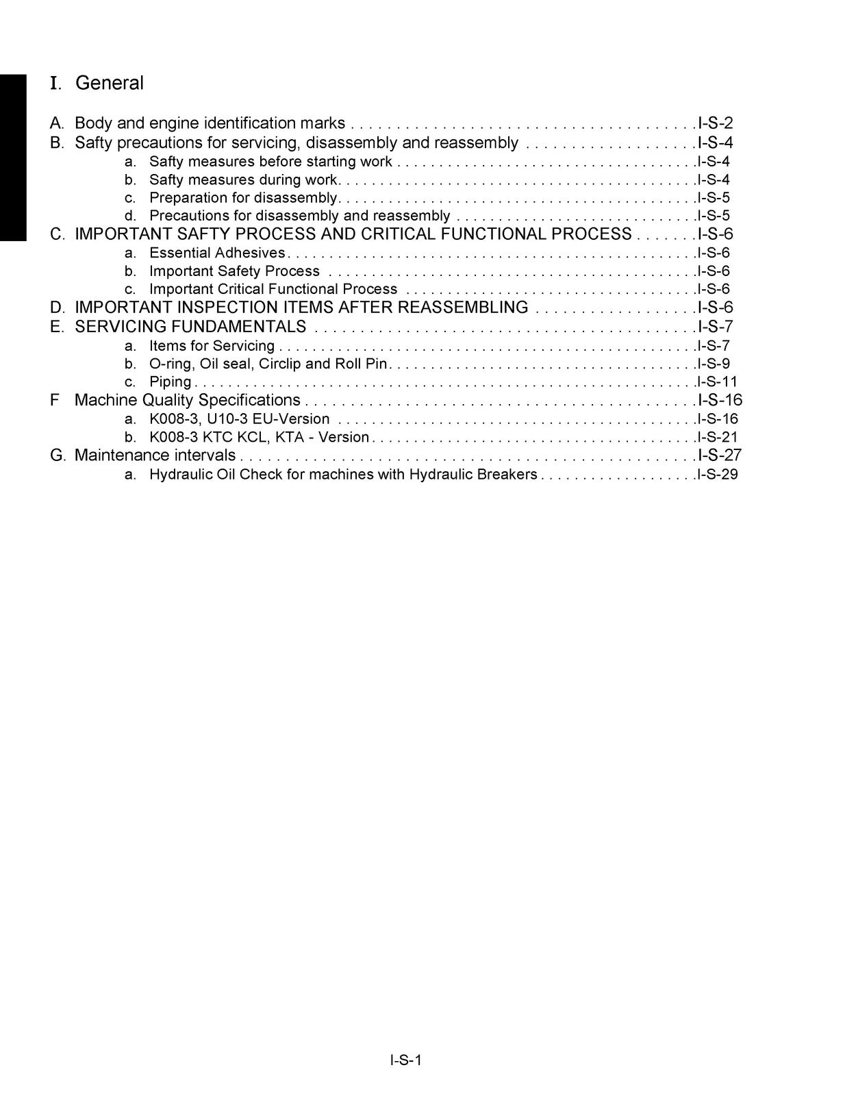 KUBOTA K008-3 U10-3 Excavator Workshop Manual - BOUND - COVERS - XL FOLDOUTS