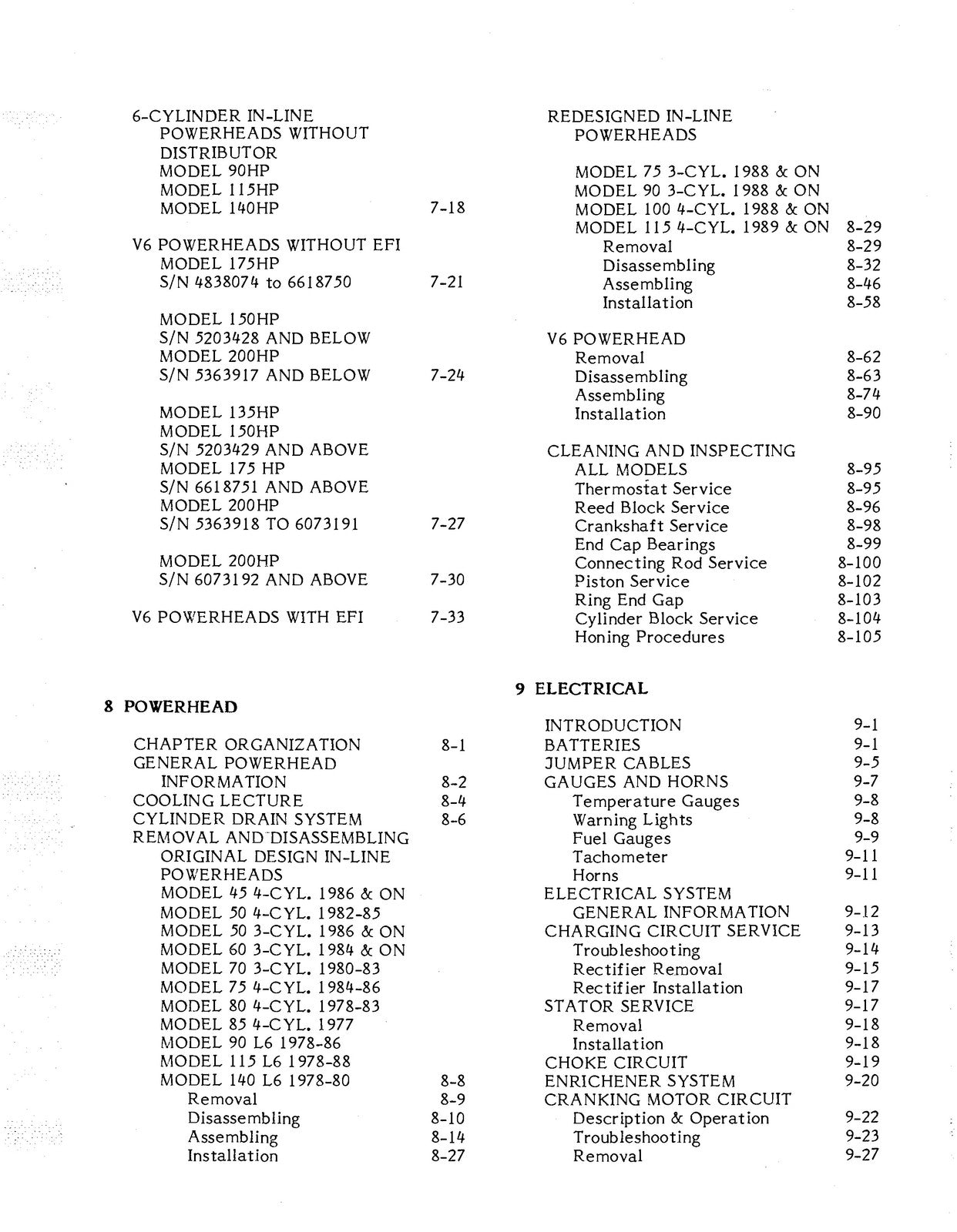 MERCURY 45 50 60 70 75 80 90 115 150 175 200 Service Manual 1977-1989 - BOUND