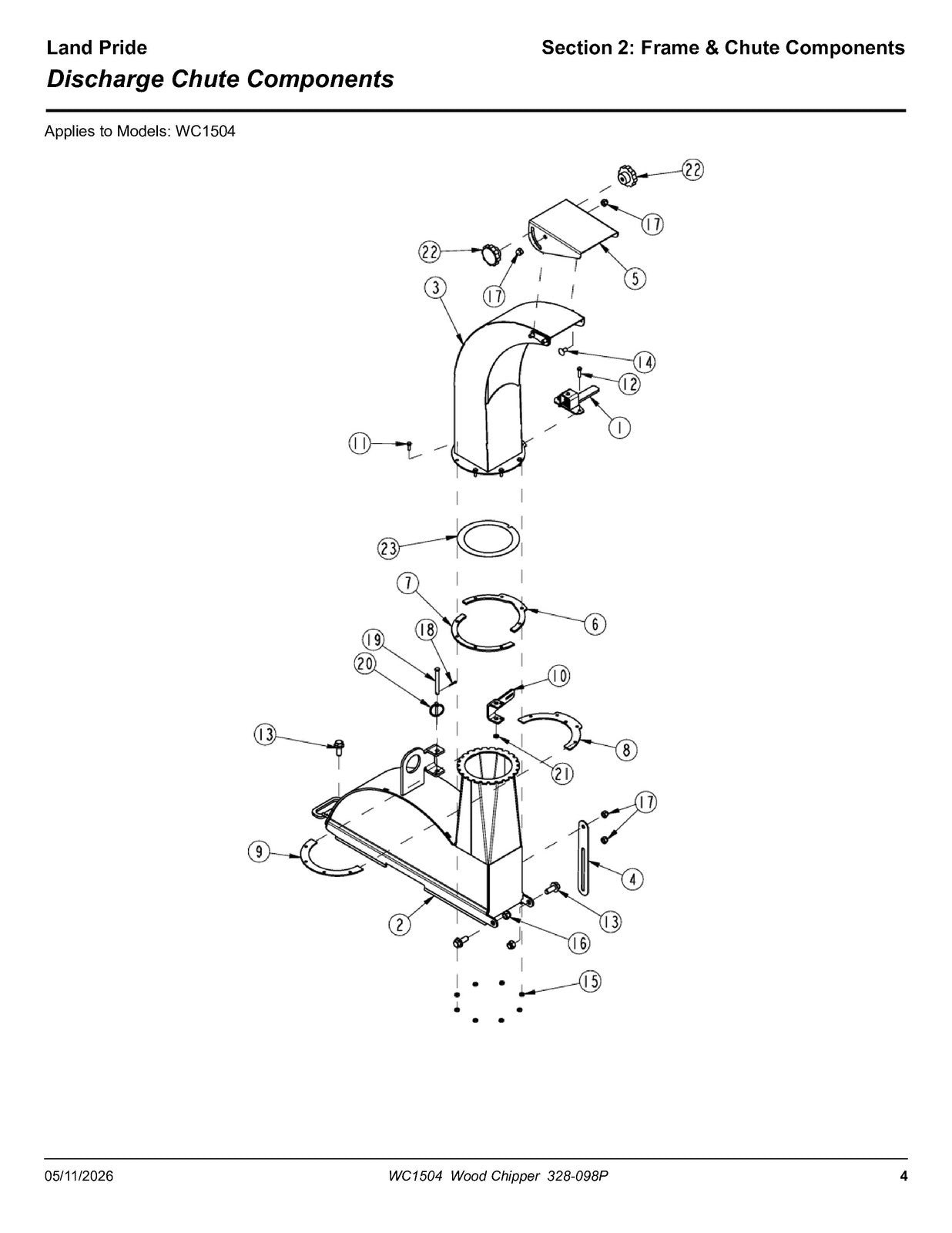 LAND PRIDE WC1504 Wood Chippers Parts Manual 2026 - WIRE BOUND - TOUGH COVERS