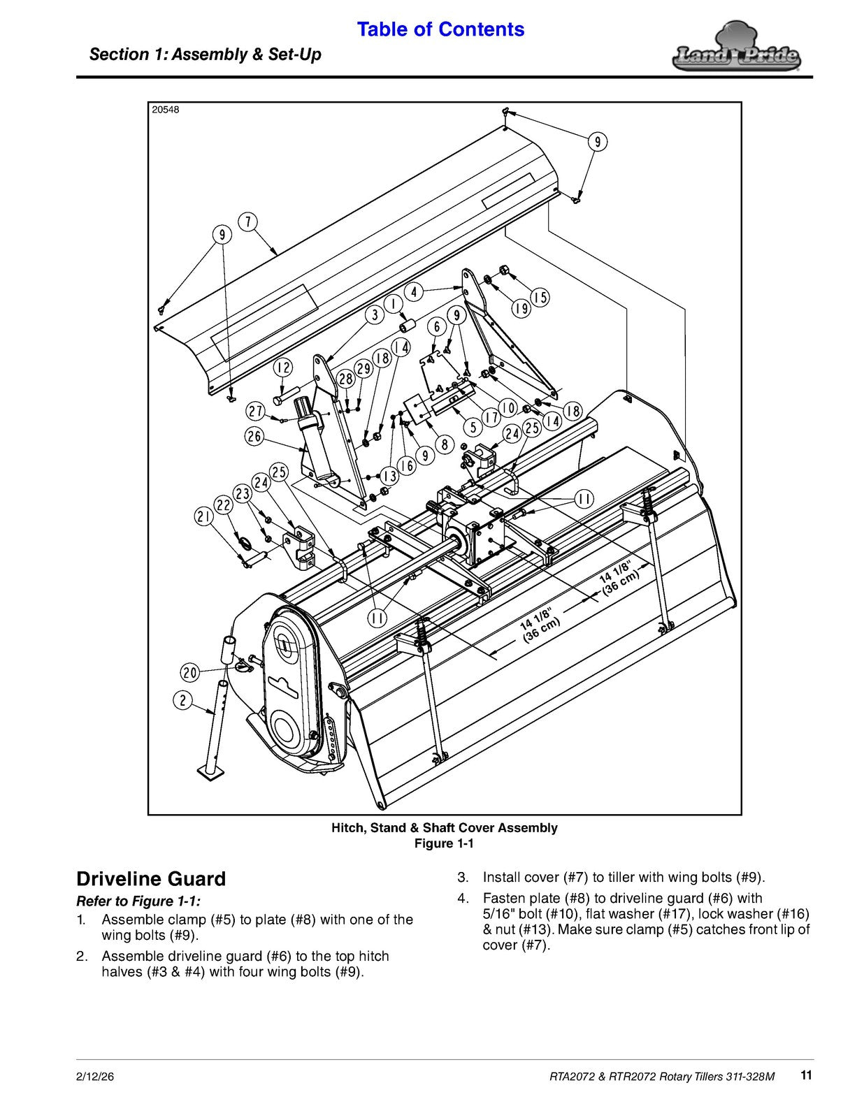 LAND PRIDE RTA2072 Forward Rotation Rotary Tillers Operators Manual - WIRE BOUND