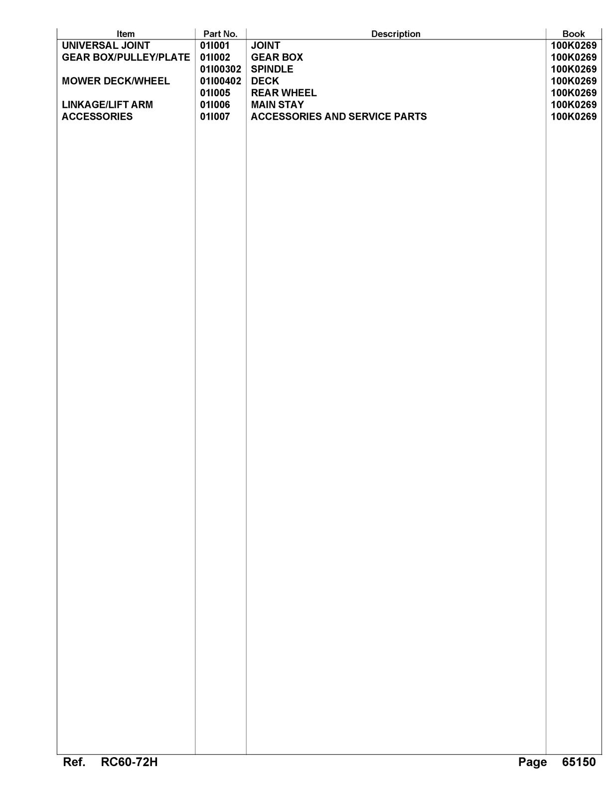 KUBOTA RC60-72H Parts Manual - STEEL WIRE BOUND - PROTECTIVE COVERS