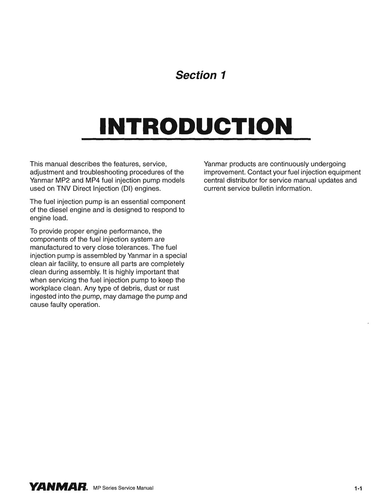 YANMAR MP Series Industrial Engines Service Manual - WIRE BOUND - TOUGH COVERS