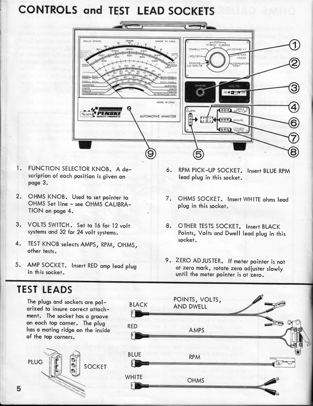 SEARS 16121042 Automotive Analyzer Owners Manual - WIRE BOUND - TOUGH COVERS