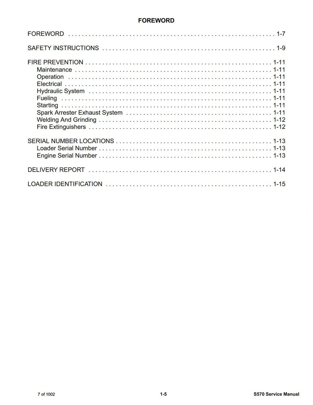 BOBCAT S570 SN ALM411001 and up Service Manual - BOUND - COVERS - XL FOLDOUTS