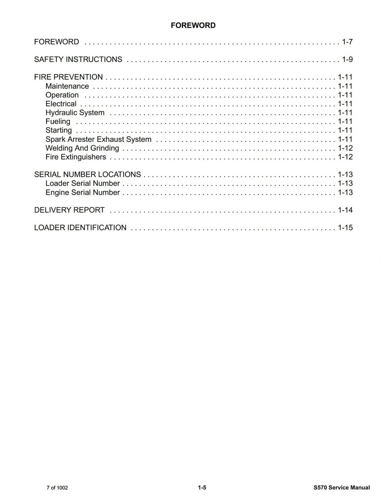 BOBCAT S570 SN ALM411001 and up Service Manual - BOUND - COVERS - XL FOLDOUTS