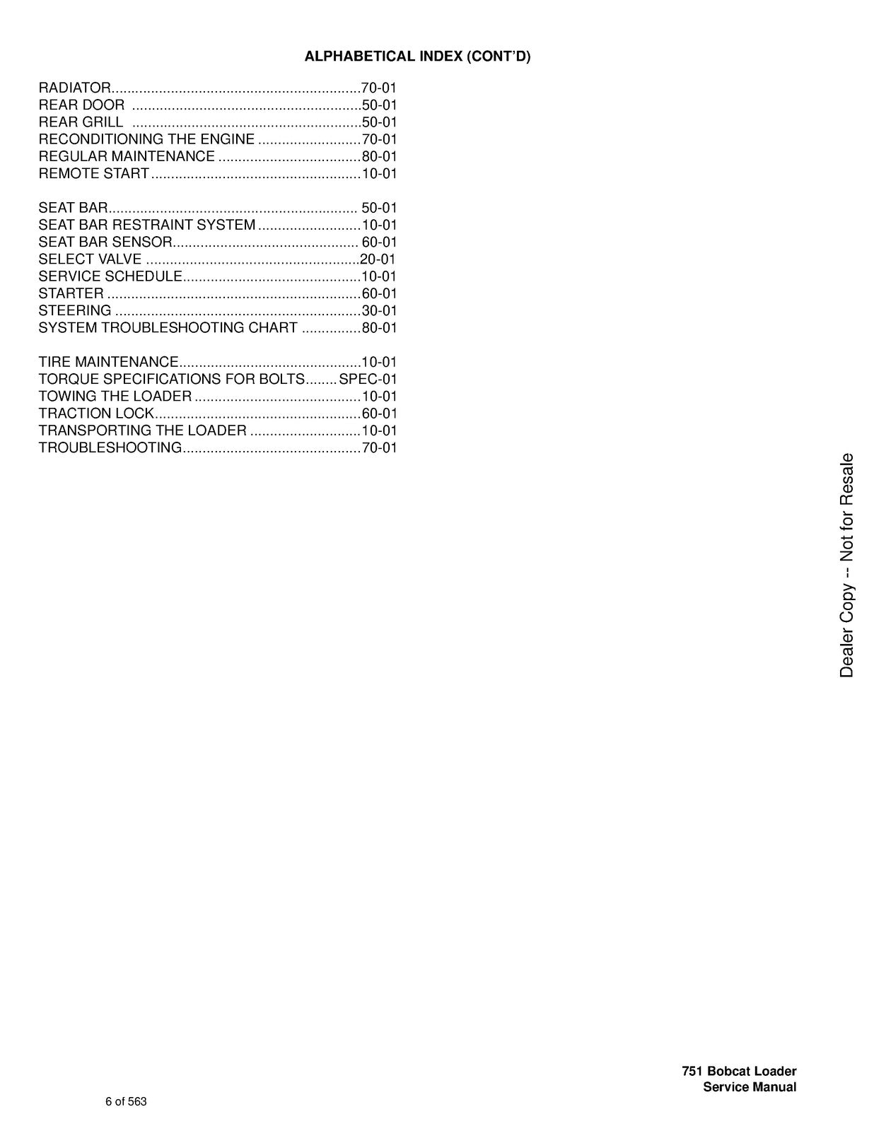 BOBCAT 751 Service Manual 2006 SN 515620001 Up - BOUND - COVERS - XL FOLDOUTS