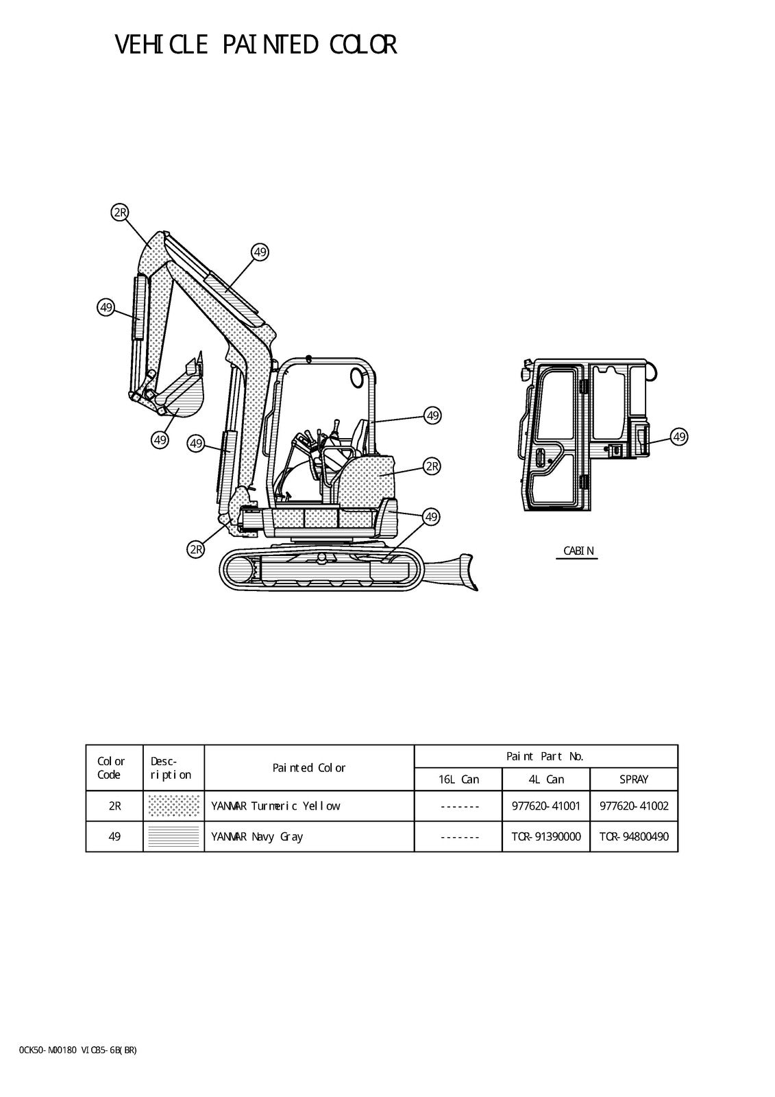 YANMAR ViO35-6B Excavator Parts Catalog Manual 2016 - WIRE BOUND - TOUGH COVERS