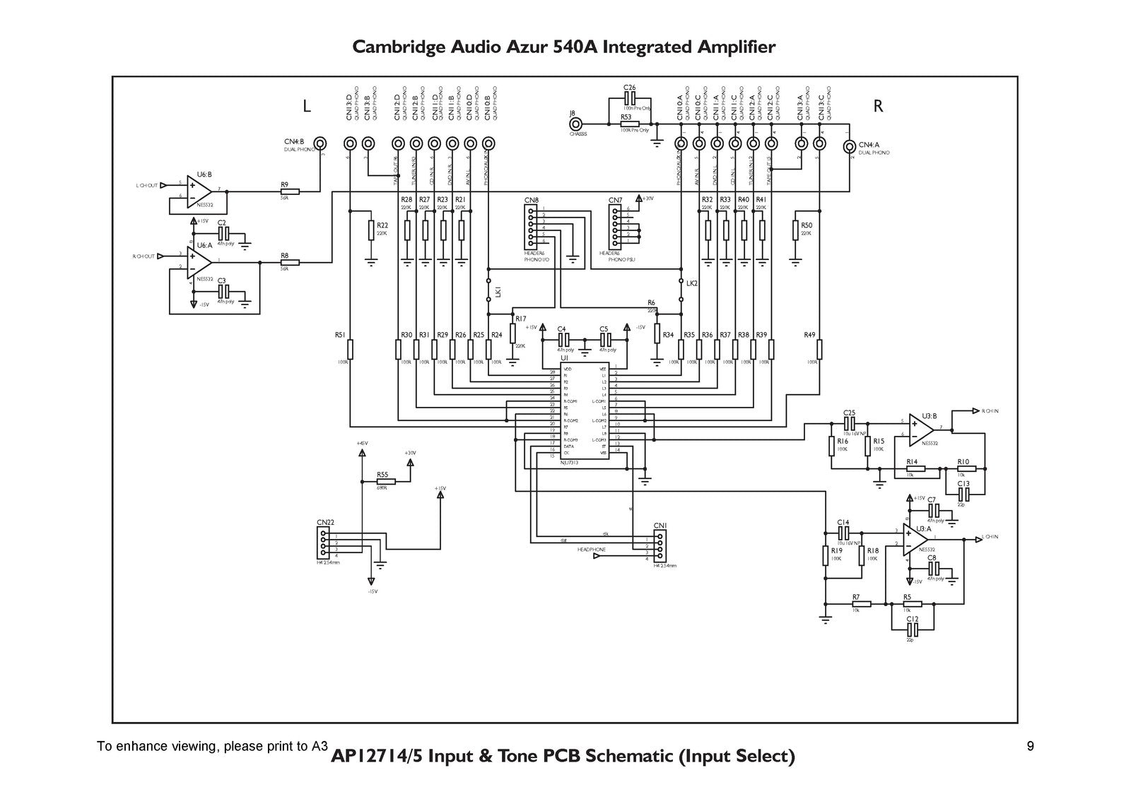 CAMBRIDGE AUDIO 540A Integrated Amplifier Service Manual 2004 - WIRE BOUND