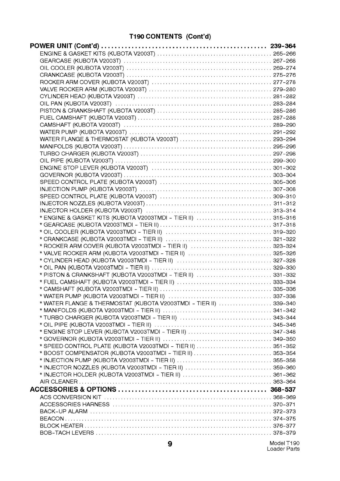 BOBCAT T190 Parts Manual 2003 SN 519311001 Up - STEEL WIRE BOUND - TOUGH COVERS