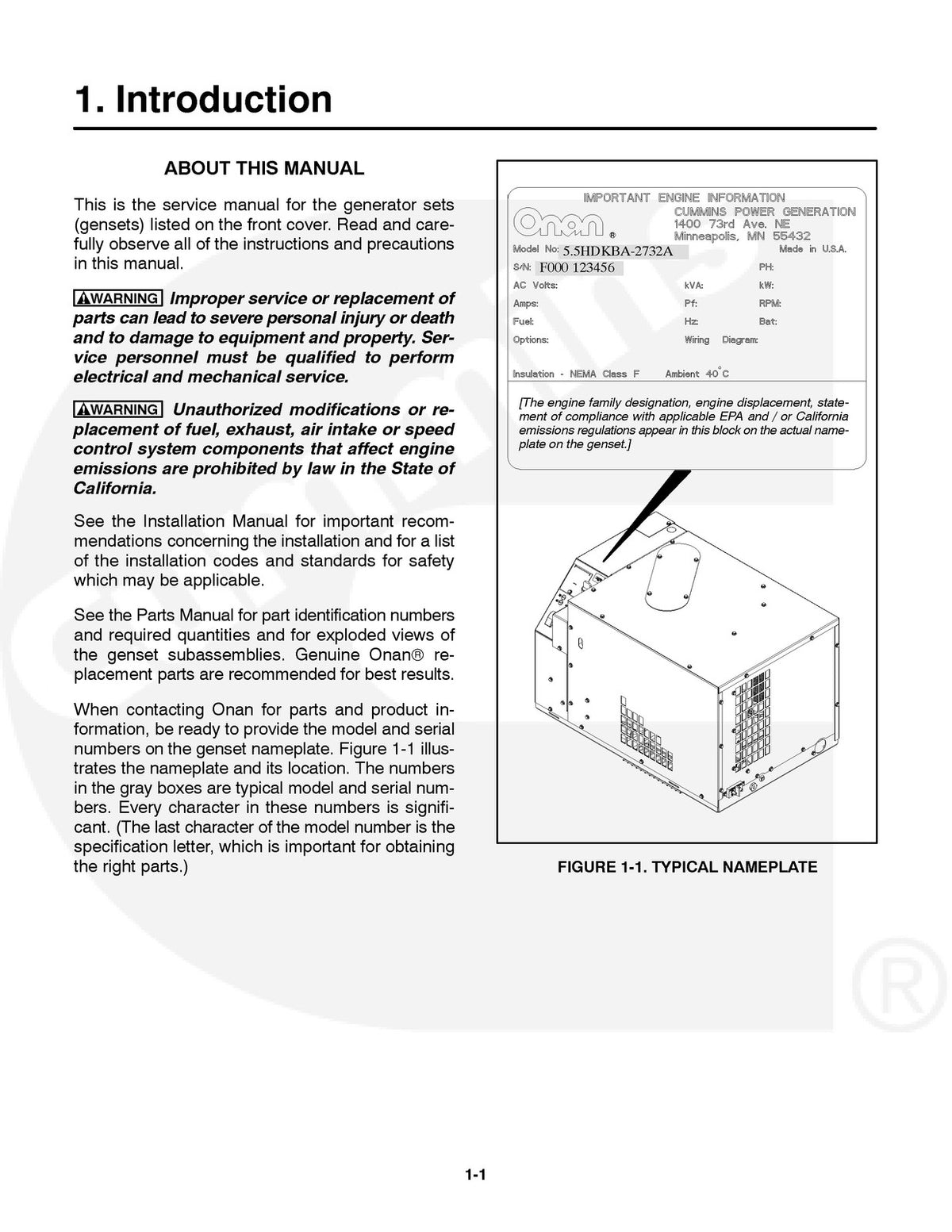 ONAN HDKBA HDKBB Spec A-F Diesel RV Genset Service Manual 2010, FOLDOUTS