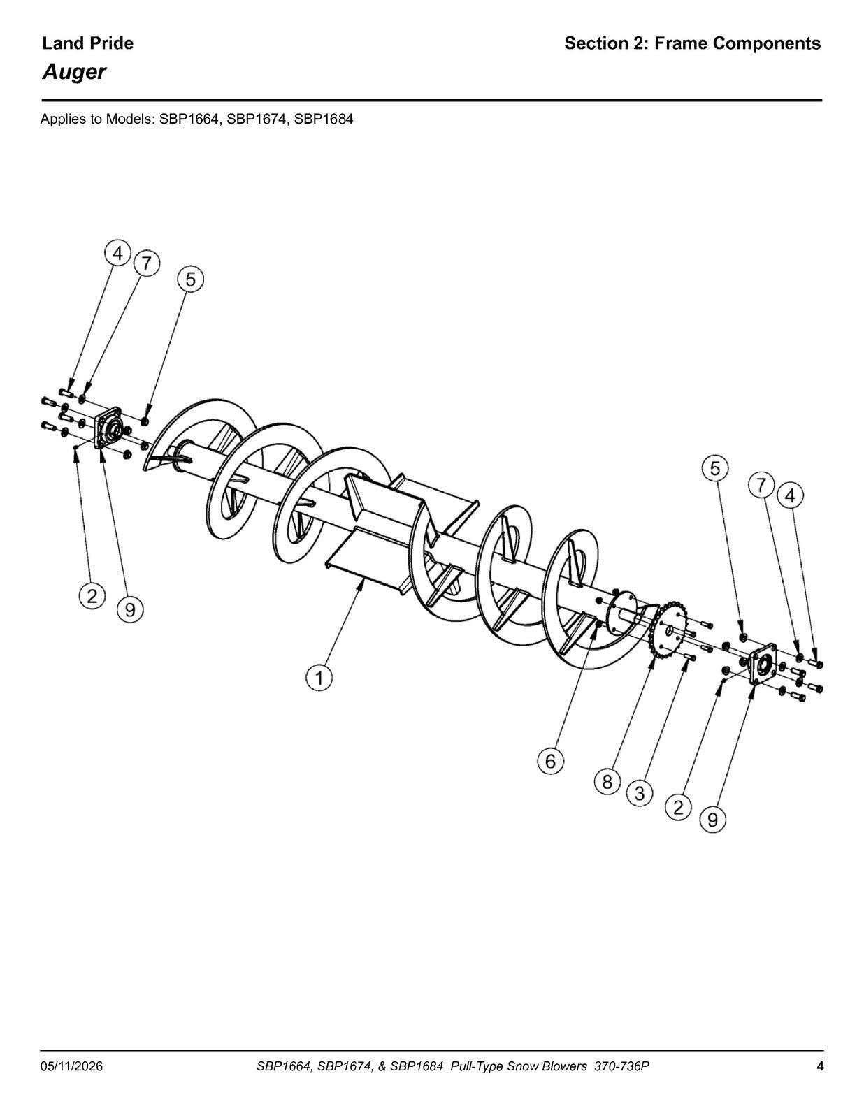 LAND PRIDE SBP16 Series Snow Blowers Parts Manual 2026 - WIRE BOUND - COVERS