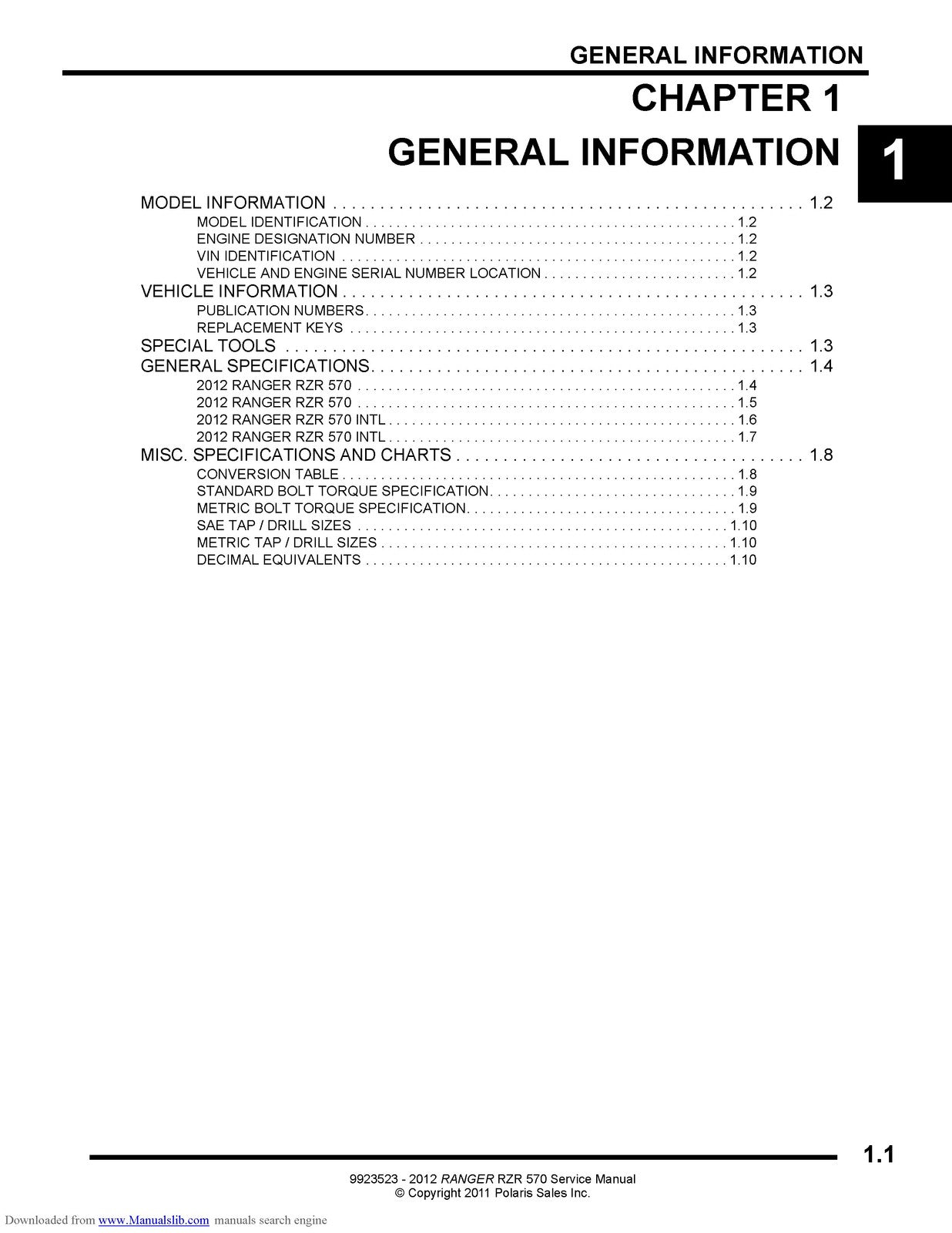 POLARIS Ranger RZR 570 Service Manual 2012 - STEEL WIRE BOUND - TOUGH COVERS