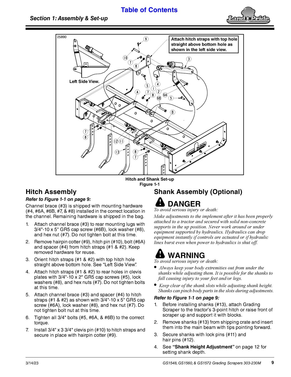 LAND PRIDE GS15 Series Grading Scrapers Operators Manual - WIRE BOUND - COVERS