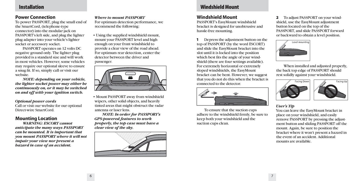 ESCORT PASSPORT 9500ix Radar Detector Owners Manual 2008 - WIRE BOUND - COVERS