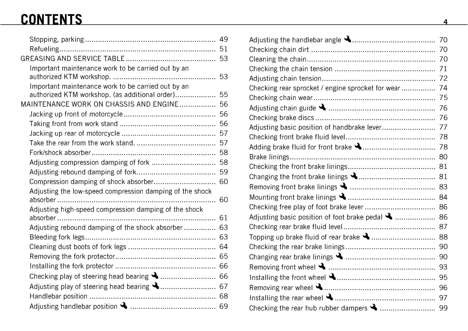 KTM 690 SMC EU AUS UK Owners Manual 2008 - STEEL WIRE BOUND - PROTECTIVE COVERS