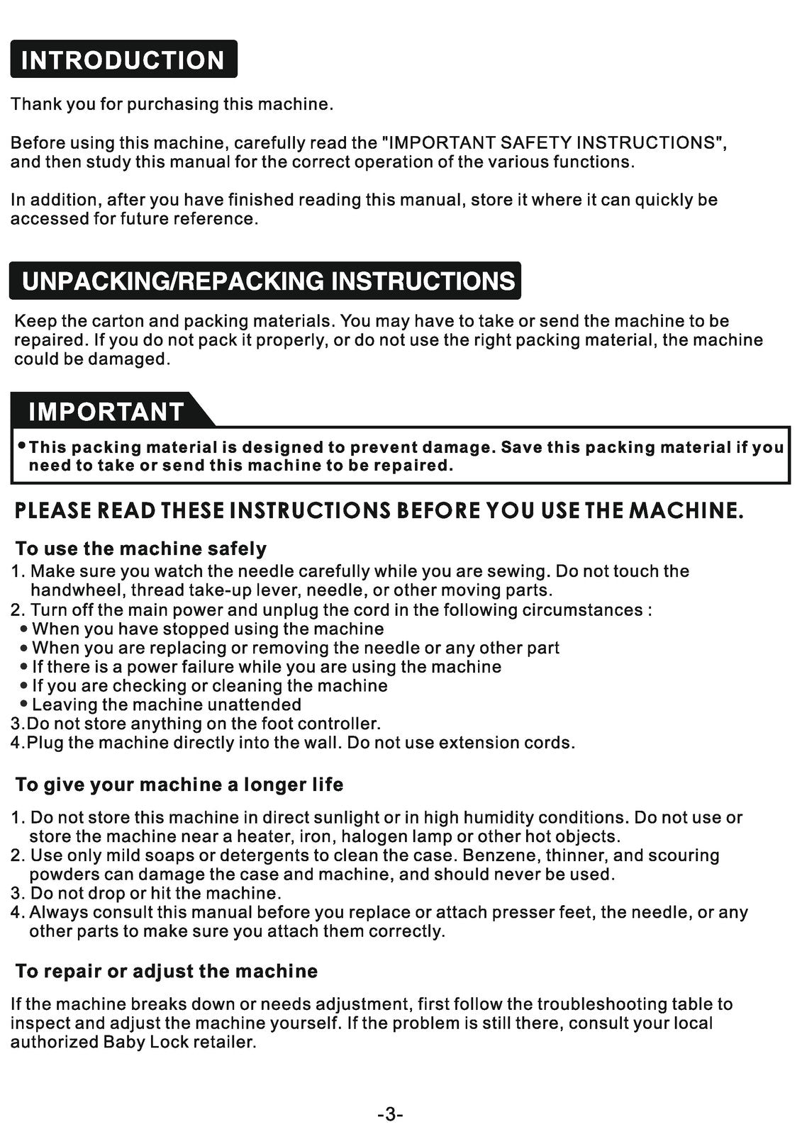 BABY LOCK Jazz II BLMJZ-2 Sewing Machine Instruction Manual - WIRE BOUND
