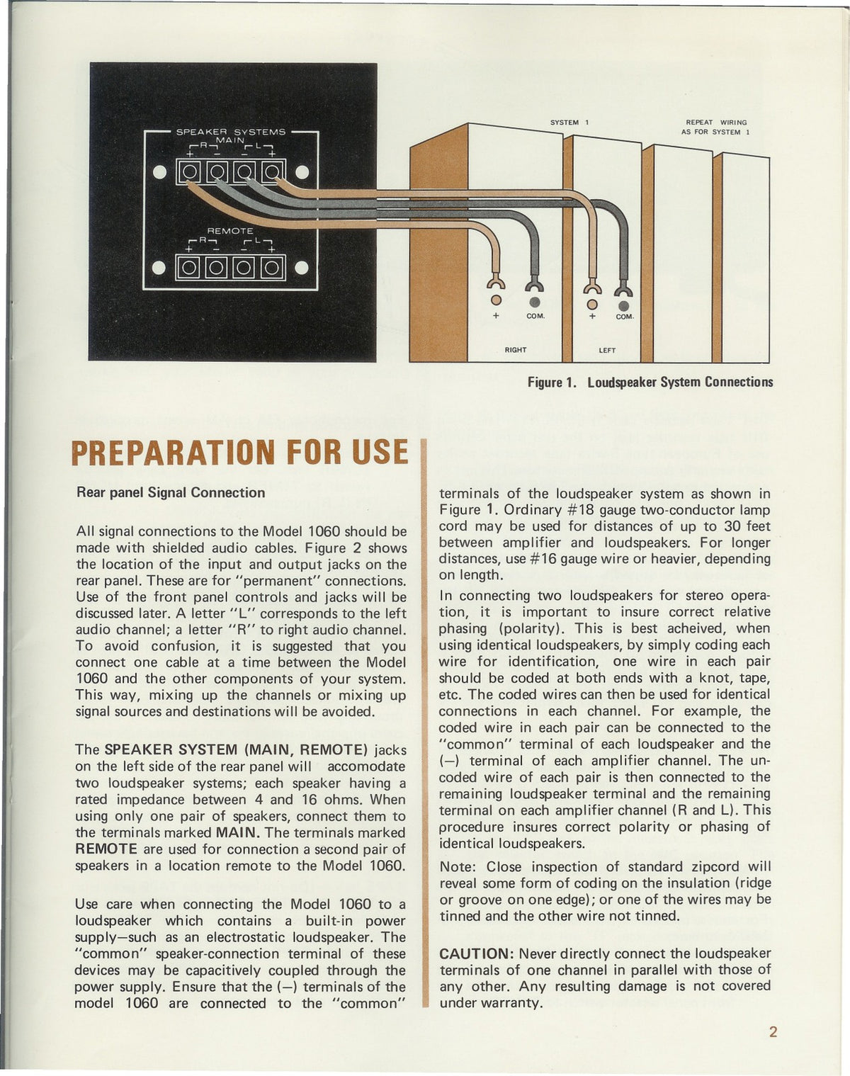 MARANTZ Model 1060 Console Stereo Amplifier Handbook Of Instructions Manual