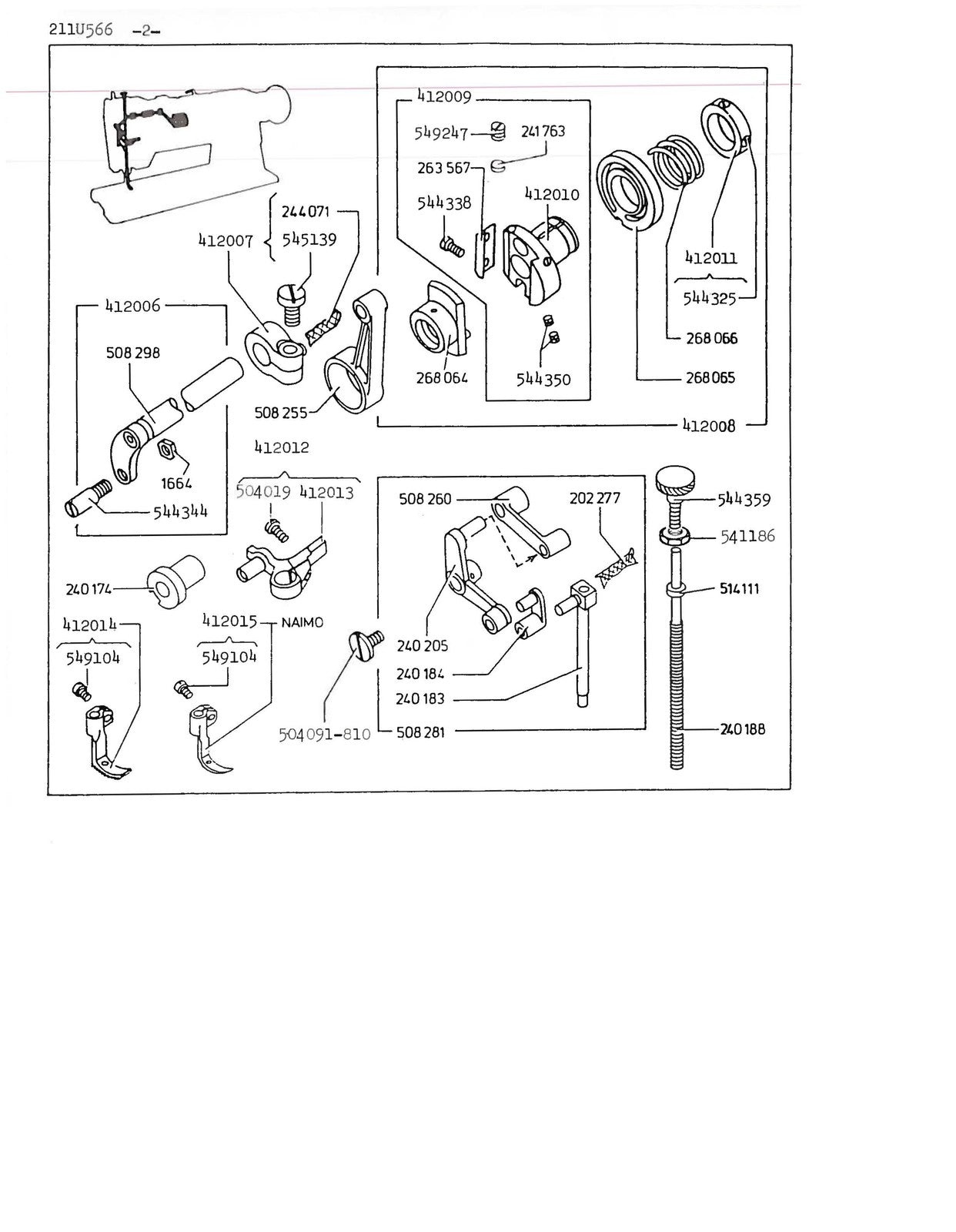 SINGER 211U566 157 165 166 Illustrated Parts List Manual - BOUND - TOUGH COVERS