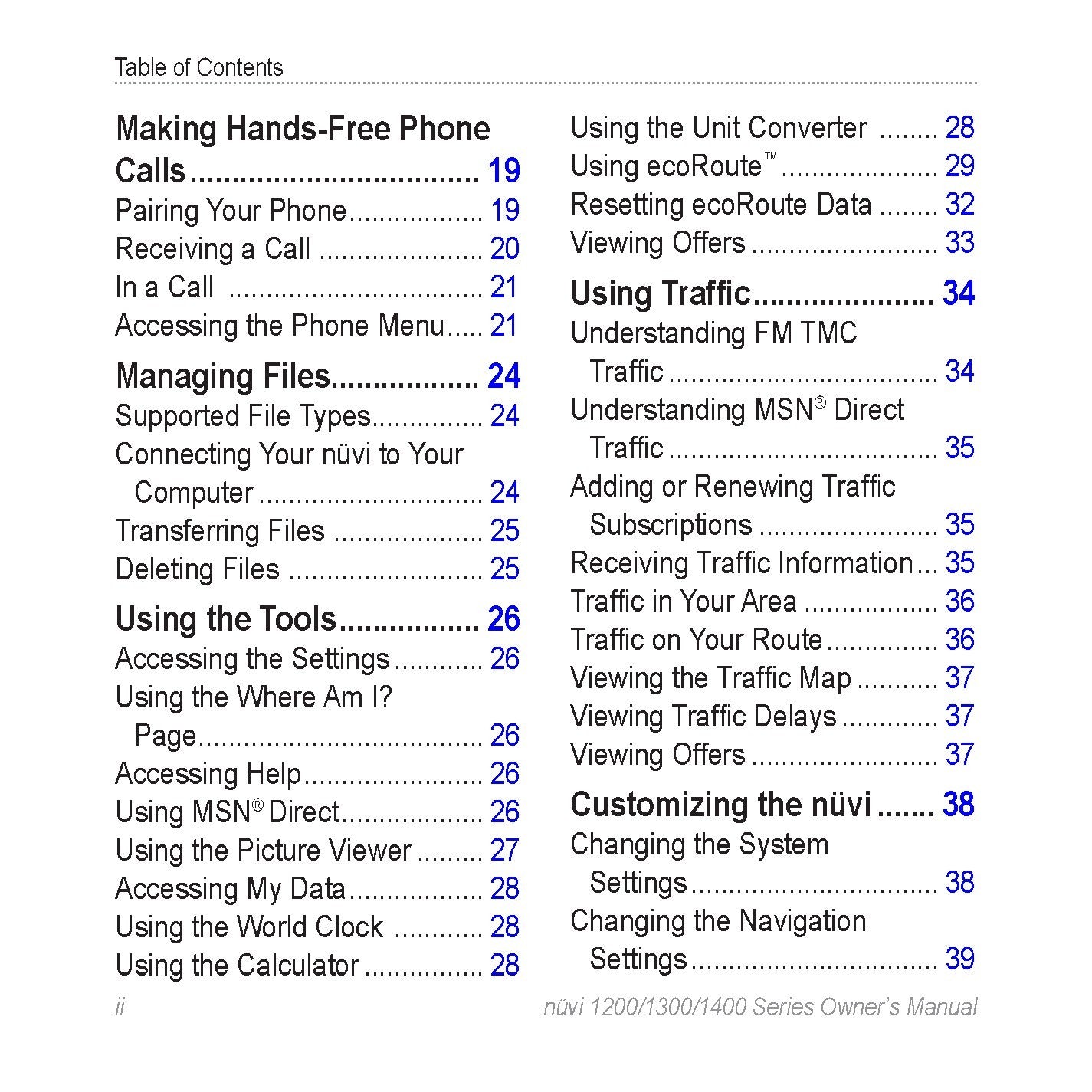GARMIN Nuvi 1200 1300 1400 Series Owners Manual 2009 - WIRE BOUND - TOUGH COVERS