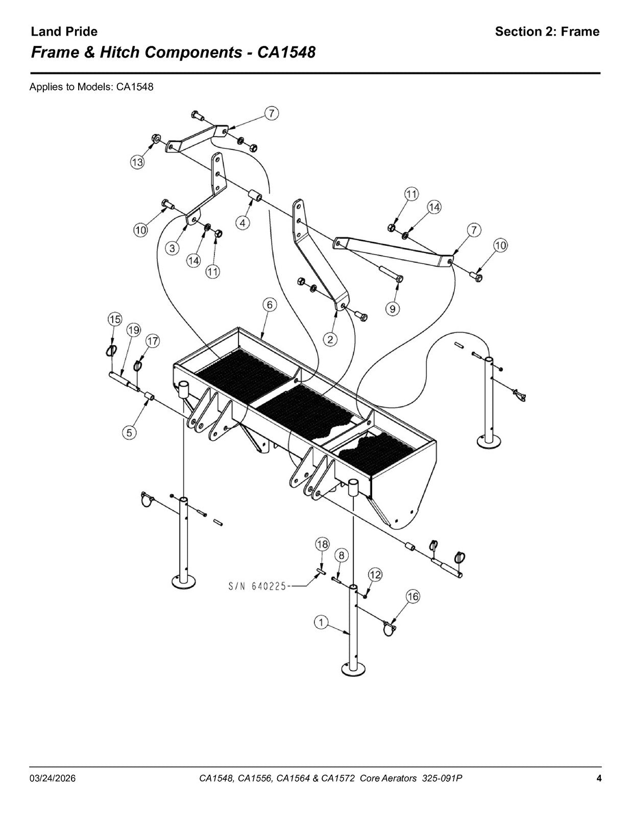 LAND PRIDE CA15 Series Core Aerators Parts Manual 2026 - WIRE BOUND - COVERS
