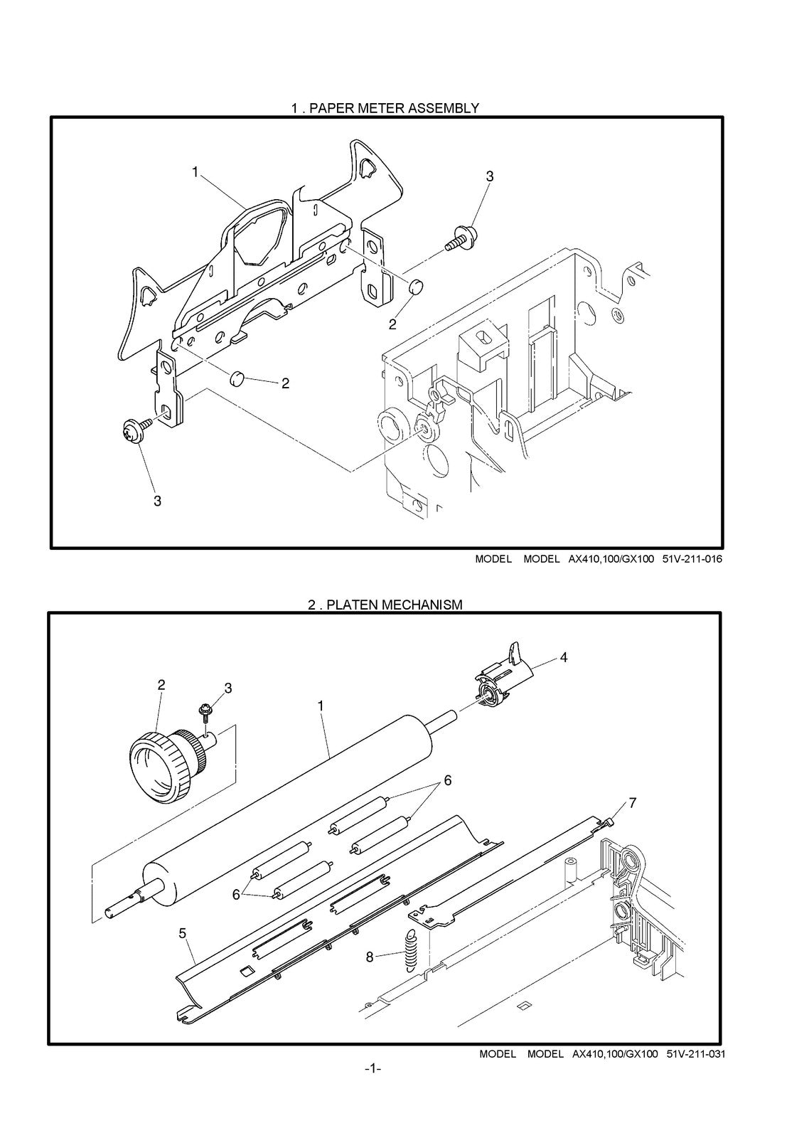 BROTHER AX-400 410 GX-410 Electronic Typewriter Parts Reference Manual 2000