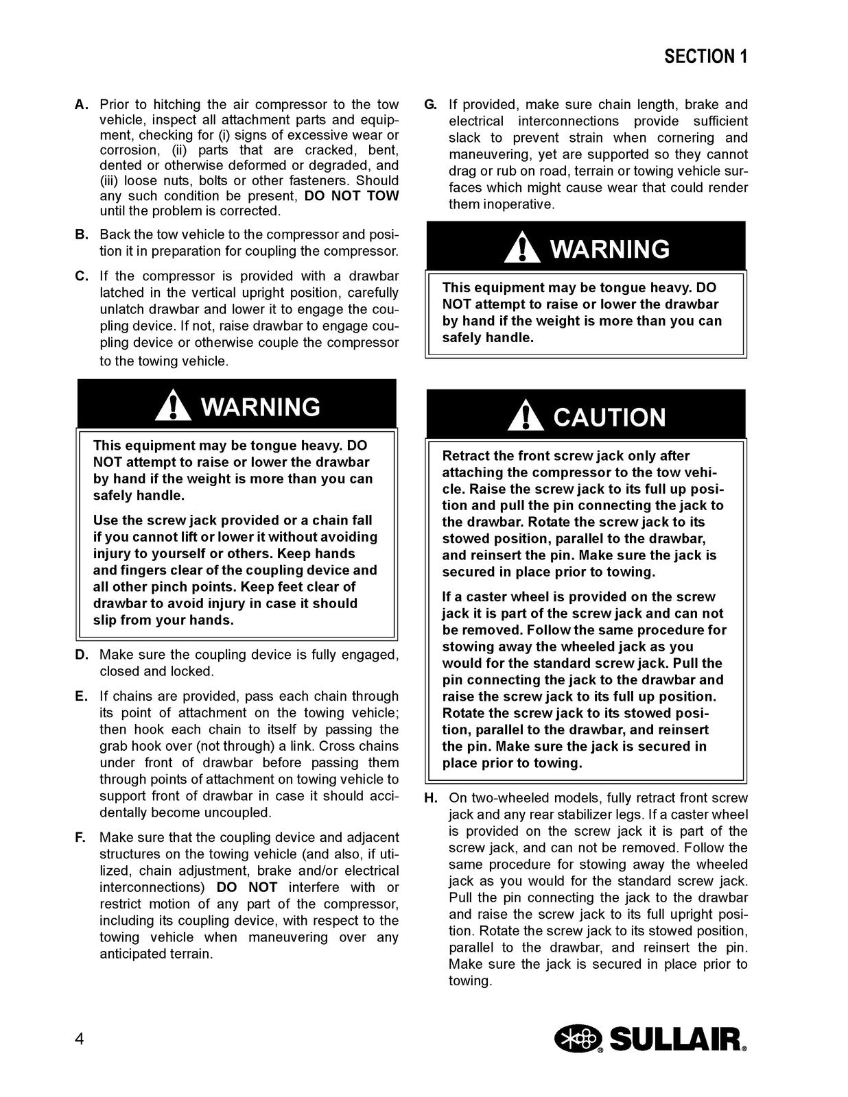 SULLAIR 125 130 185 Portable Air Compressor User Manual - WIRE BOUND - COVERS