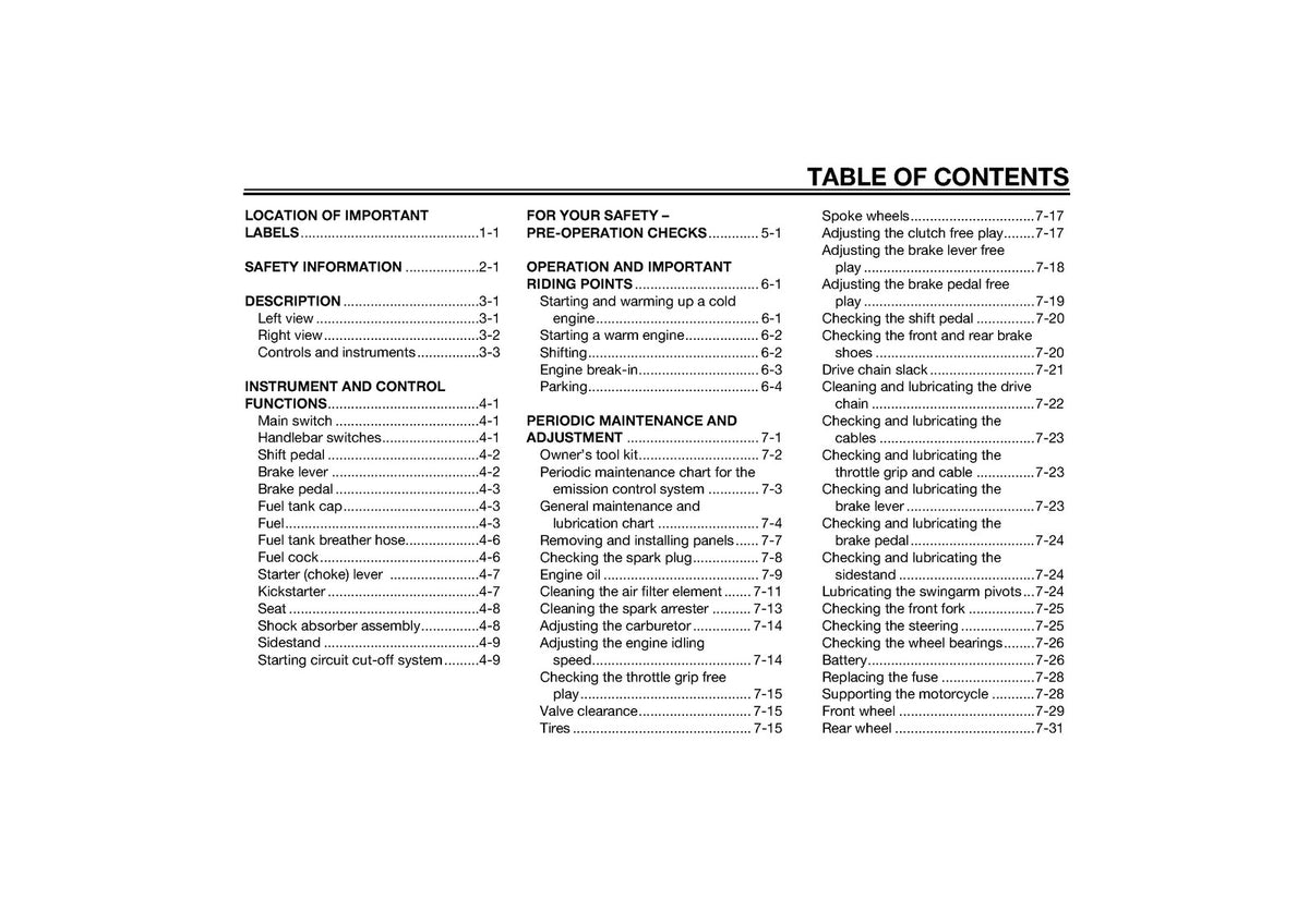 YAMAHA TT-R110E TT-R110EF Owners Manual 2014 - STEEL WIRE BOUND - TOUGH COVERS