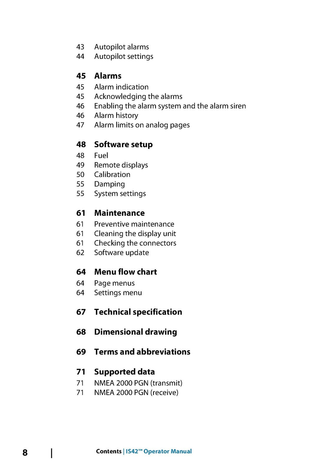 SIMRAD IS42 Instrument Display Operators Manual - WIRE BOUND - TOUGH COVERS