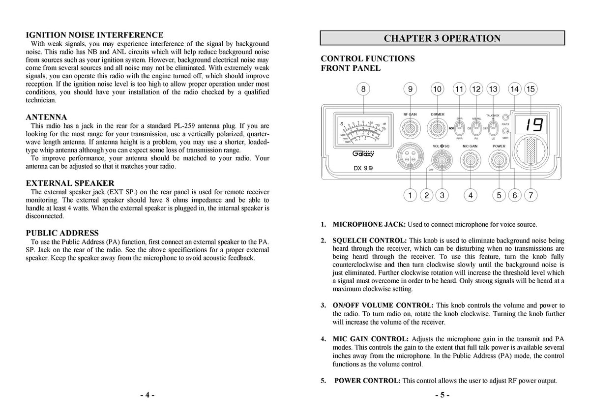 GALAXY DX 919 CB Radio Owners Manual - STEEL WIRE BOUND - PROTECTIVE COVERS